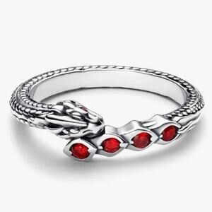 NEW Pandora Game of Thrones Dragon Sparkling Ring Sterling Silver Red Crystal
